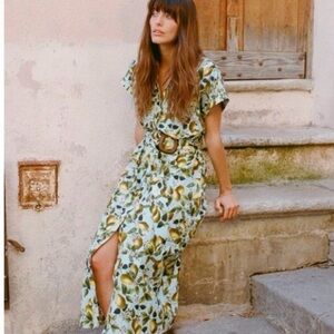 ZARA FRUIT PEAR PRINT MIDI SHIRT DRESS - Multicoloured SZ XL | 8773/177